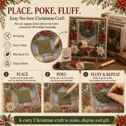 🎄DIY 3D Fabric Poke Art Christmas Keepsake Kit – No-Sewing Holiday Craft with Display Stand ✨