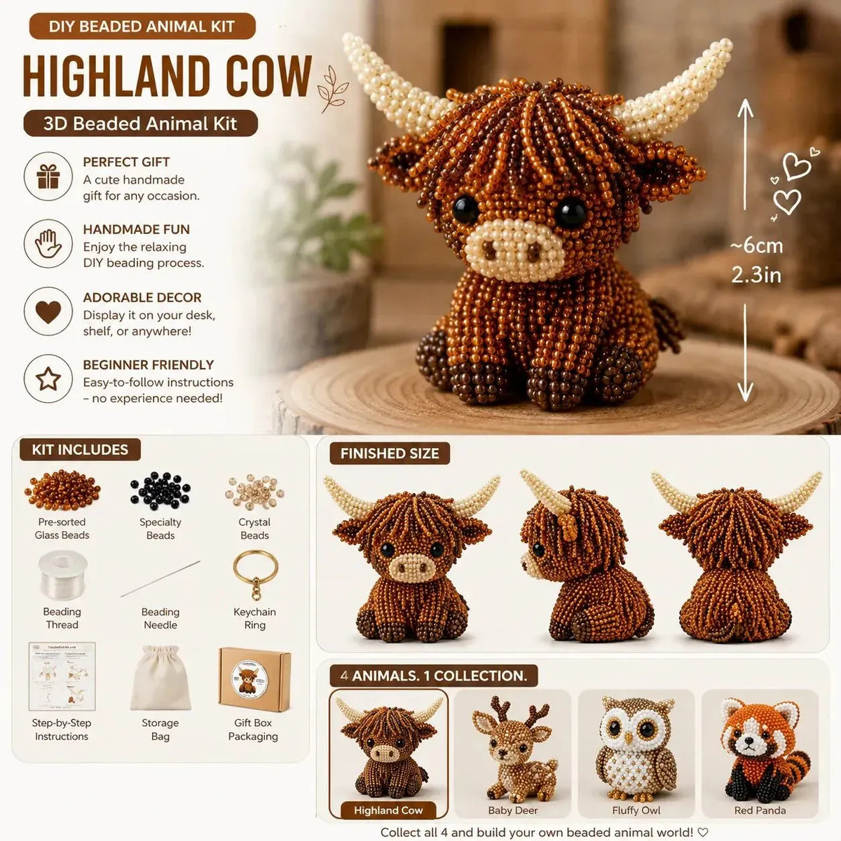 🧵🔥✨ Tiny 3D Beaded Animal DIY Kit