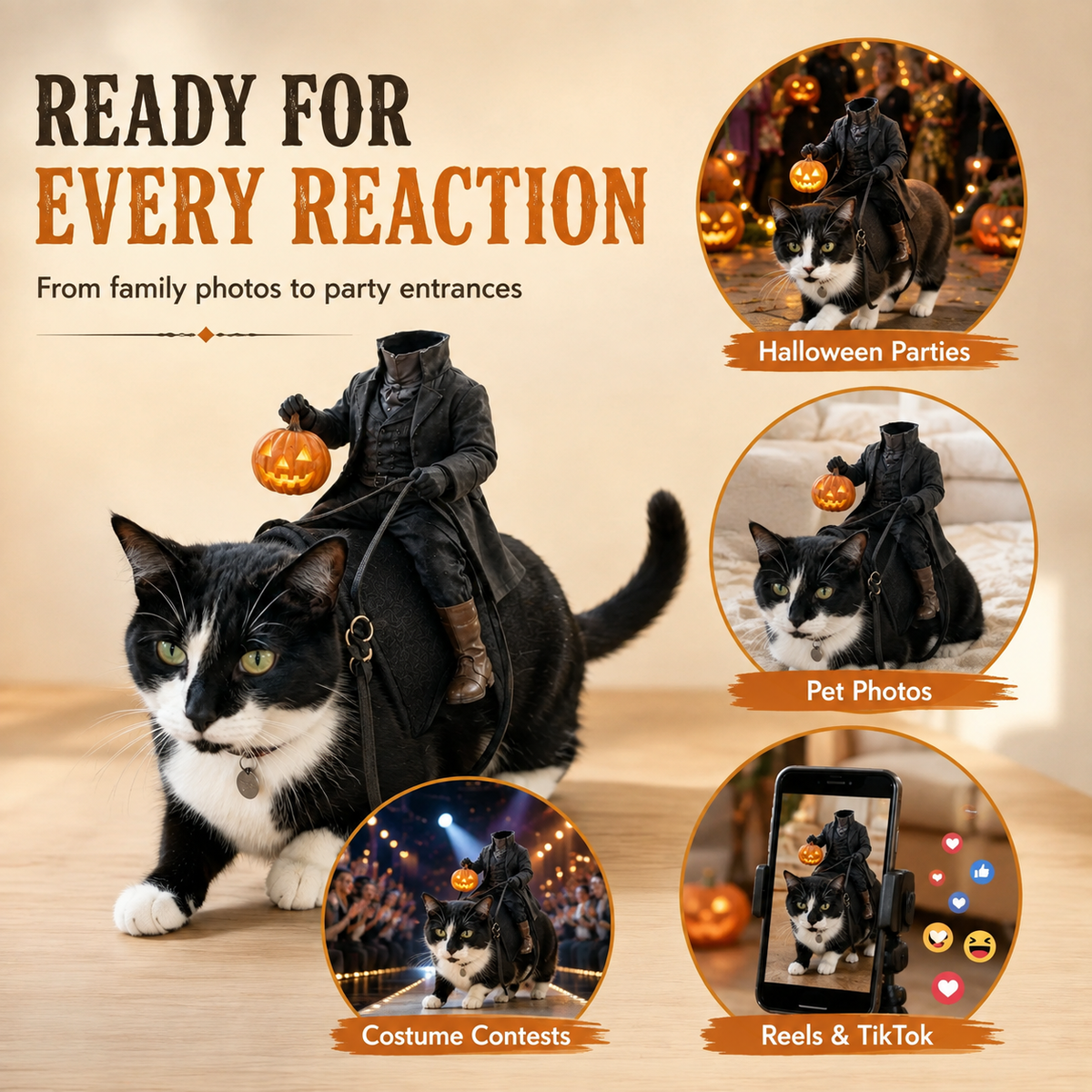 😺🎃The Headless Horseman Ride Pet Costume