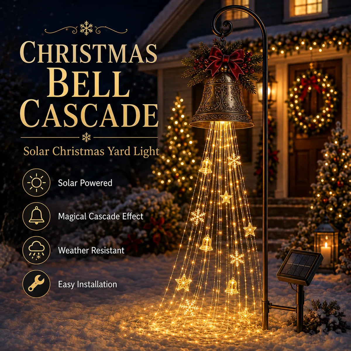 🎄Christmas Bell Cascade Solar Yard Light