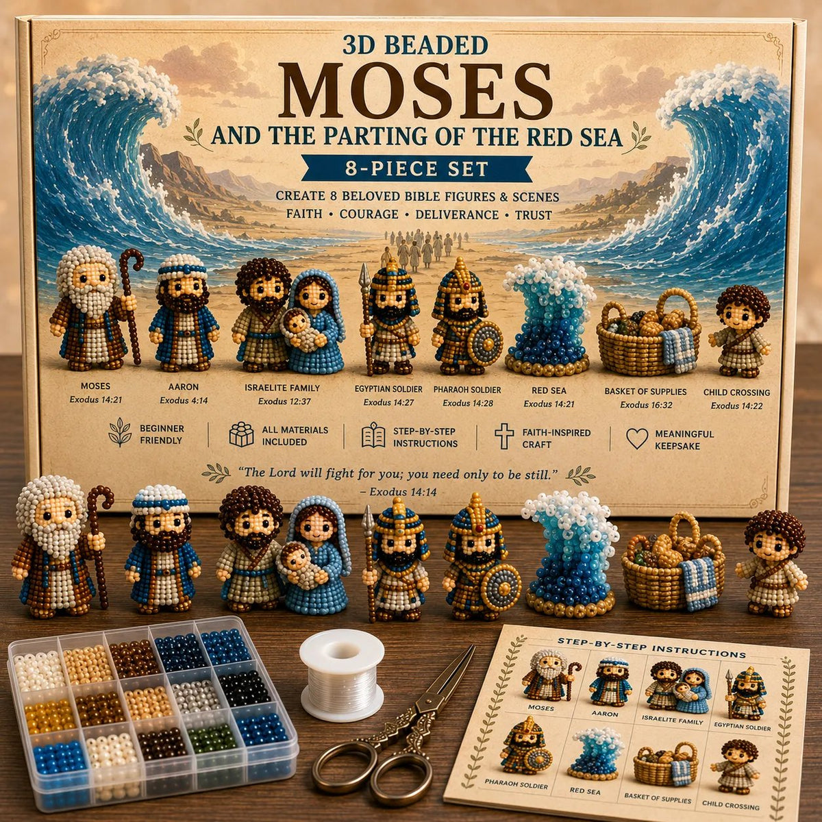 ✝️3D Beaded Nativity Collection DIY Kit – Handmade Christmas Faith Craft Set (8-Piece Set)