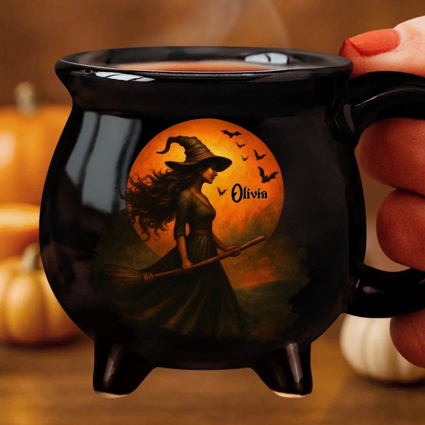 💥🏆Custom Witch Cauldron Coffee Mug - Personalized Halloween Witchy Gifts For Besties, Sisters, BFF, Family, Yourself - Witching You A Wicked Brew