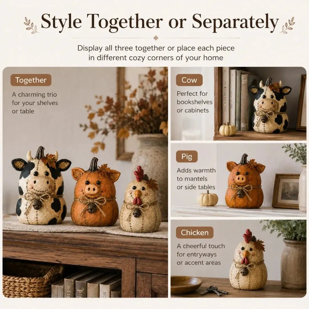 🎃Rustic Farm Pumpkin Friends Decor