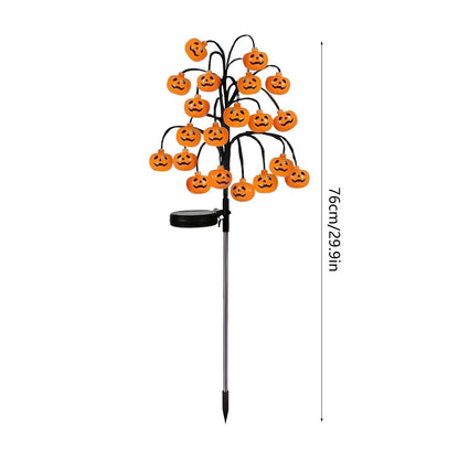 Solar Halloween Pumpkin Lights 20 Led Outdoor Waterproof Garden Pathway Decorations Orange Stainless Steel Stake Lights For Yard Patio Halloween Party Decor String Lights Orange