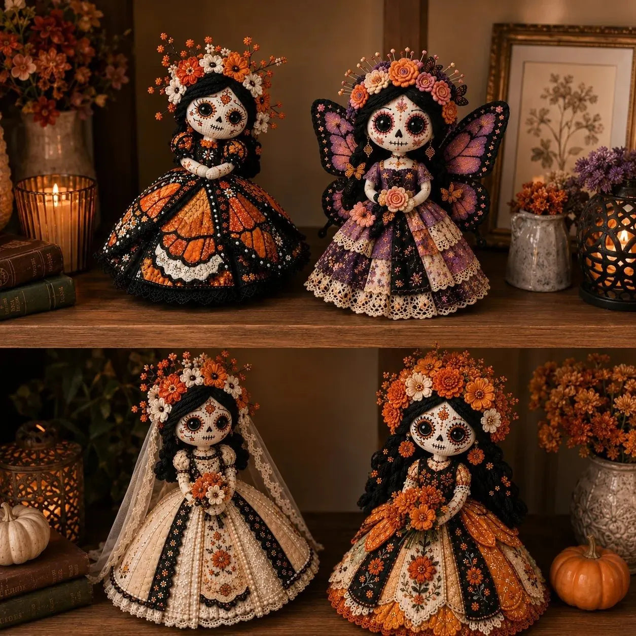 🔥 LAST DAY 50% OFF – Day of the Dead Patchwork Doll DIY Kit | Handmade Fabric Craft with Floral Details