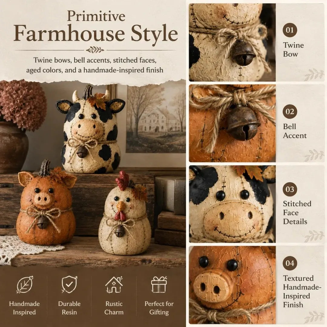🎃Rustic Farm Pumpkin Friends Decor