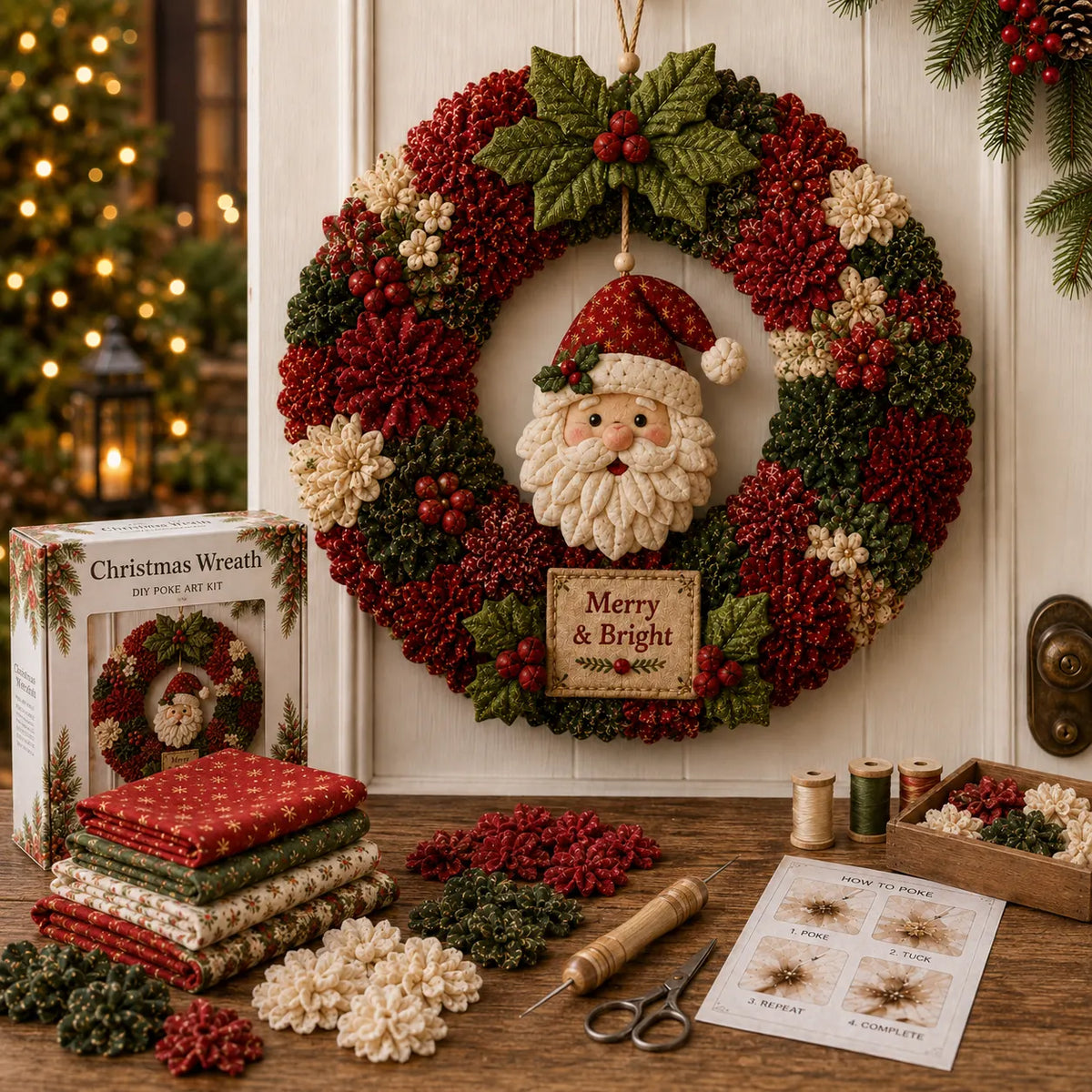 🎄3D Fabric Poke Wreath DIY Kit