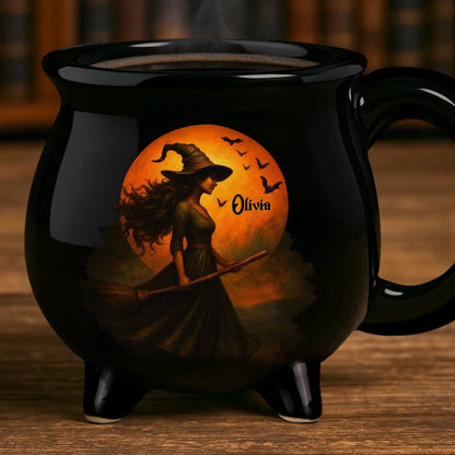 💥🏆Custom Witch Cauldron Coffee Mug - Personalized Halloween Witchy Gifts For Besties, Sisters, BFF, Family, Yourself - Witching You A Wicked Brew