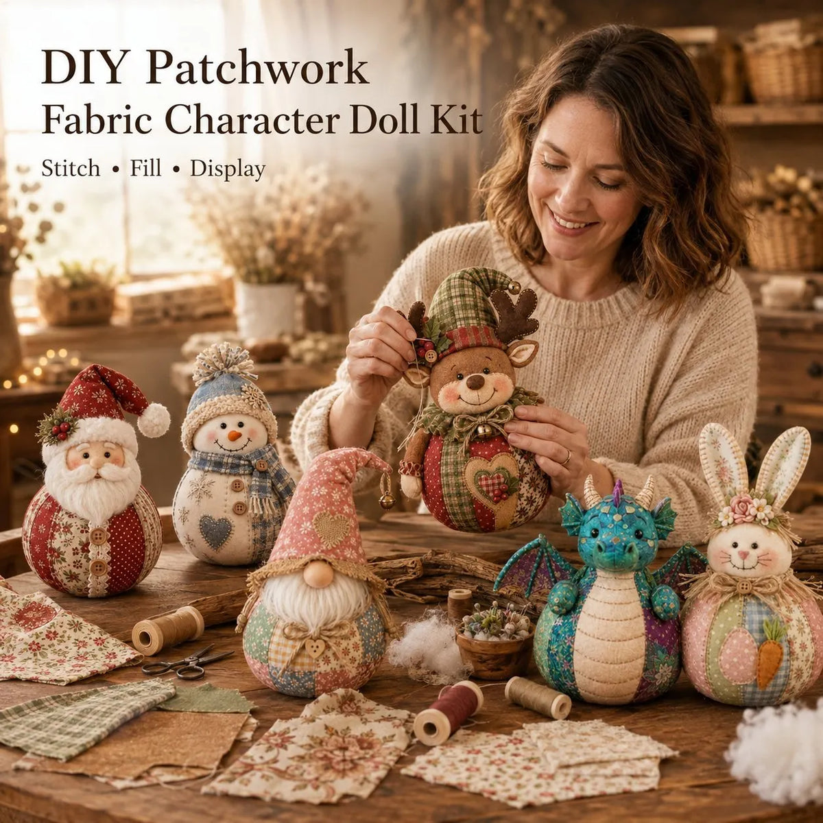 🎄Christmas Patchwork Doll Sewing Kit – A Cosy Craft for Quiet Moments