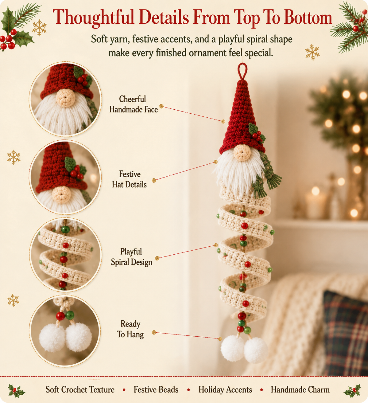 🔥49% OFF🎄 DIY Crochet Gnome Ornament Collection📦Limited Stock!🎉The joy of handicrafts awaits your exploration❤️