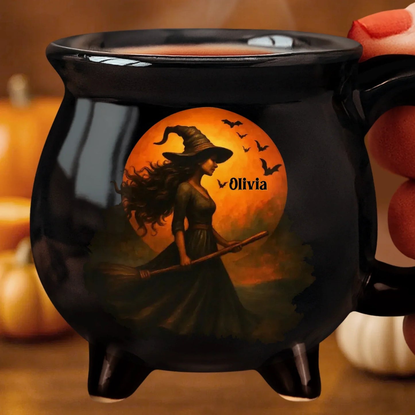 💥🏆Custom Witch Cauldron Coffee Mug - Personalized Halloween Witchy Gifts For Besties, Sisters, BFF, Family, Yourself - Witching You A Wicked Brew