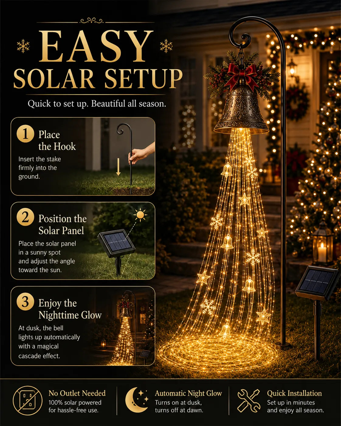 🎄Christmas Bell Cascade Solar Yard Light