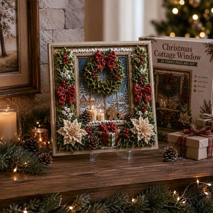 🎄DIY 3D Fabric Poke Art Christmas Keepsake Kit – No-Sewing Holiday Craft with Display Stand ✨