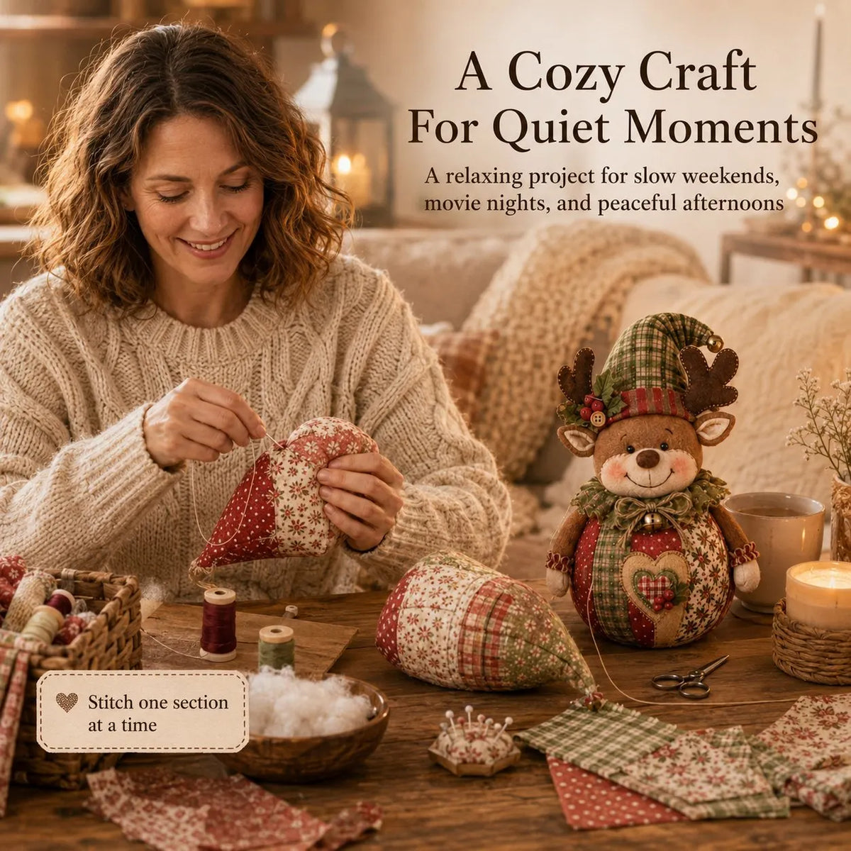 🎄Christmas Patchwork Doll Sewing Kit – A Cosy Craft for Quiet Moments