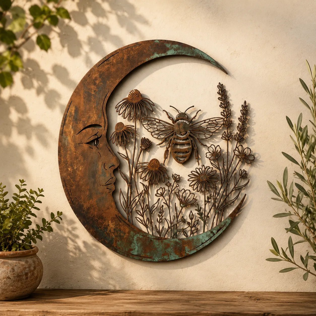 Crescent Moon Bee Wall Decor