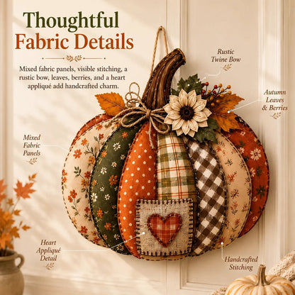 🍂🎃Retro Patchwork Pumpkin Door Hanging with Lights