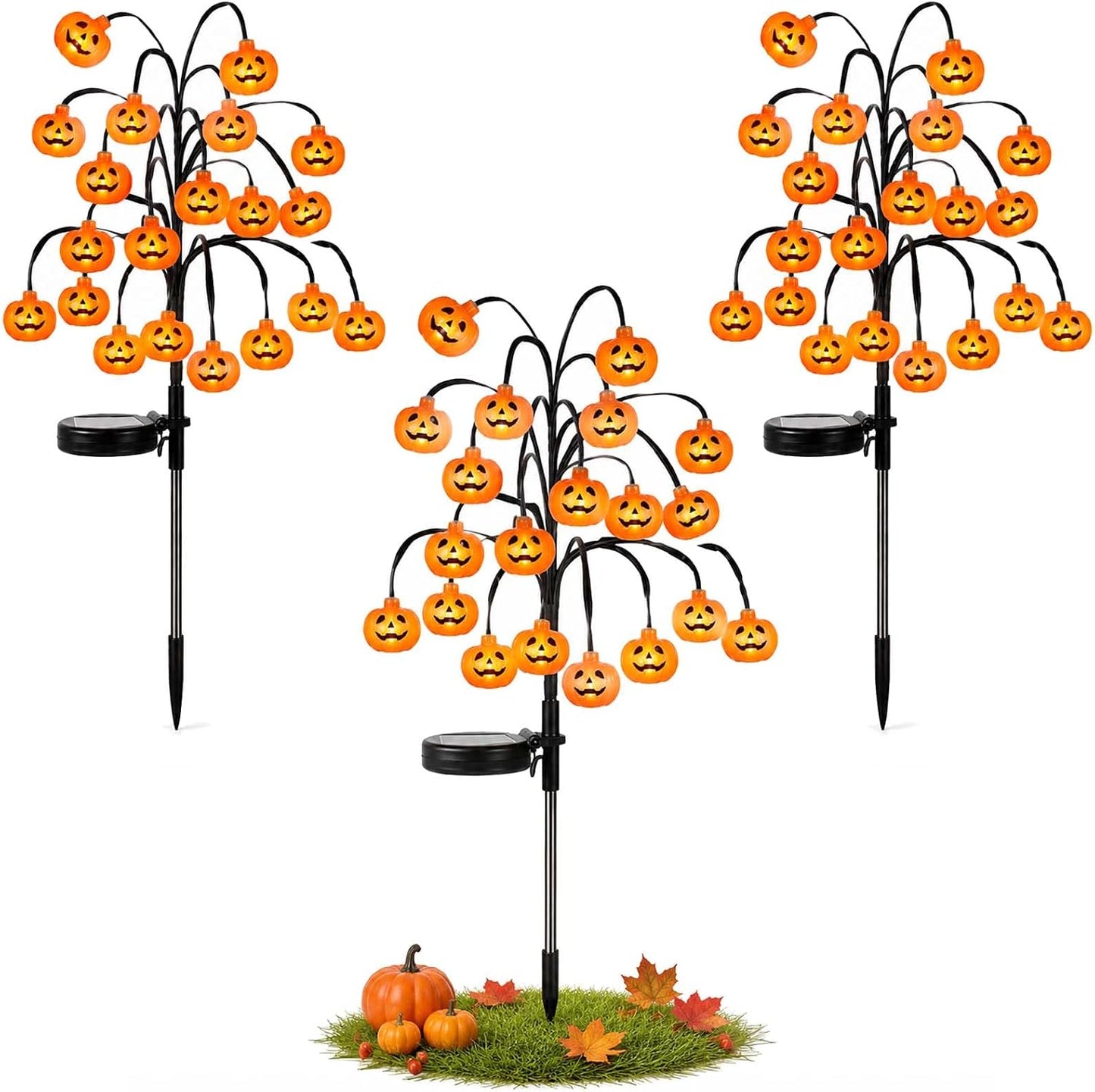 🎃Pumpkin Solar Branch Lights, 20 LED Twinkling Halloween Waterproof Outdoor Stake Decor for Yard Garden Patio