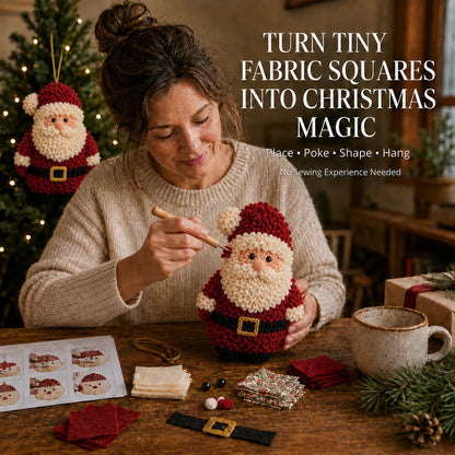 🎄3D Fabric Poke Christmas Ornament DIY Kit Collection | Complete Kit with Pre-Cut Fabrics, Stuffed Felt Base, Poking Tool & Step-by-Step Guide Included 💕