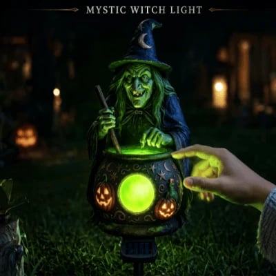 💥🏆Halloween Solar Witch Cauldron Garden Stake Light