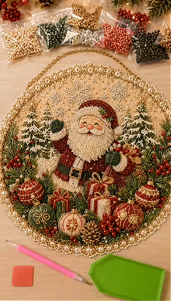 🎄☃️✨ Four Seasons & Holiday Pearl Art Hanging Wreath Kit💎Luxury Flocked Canvas with Scratch-Resistant Non-Fading Pearl Beads DIY Handmade Seasonal Decor 🌸🌻🍂🎄