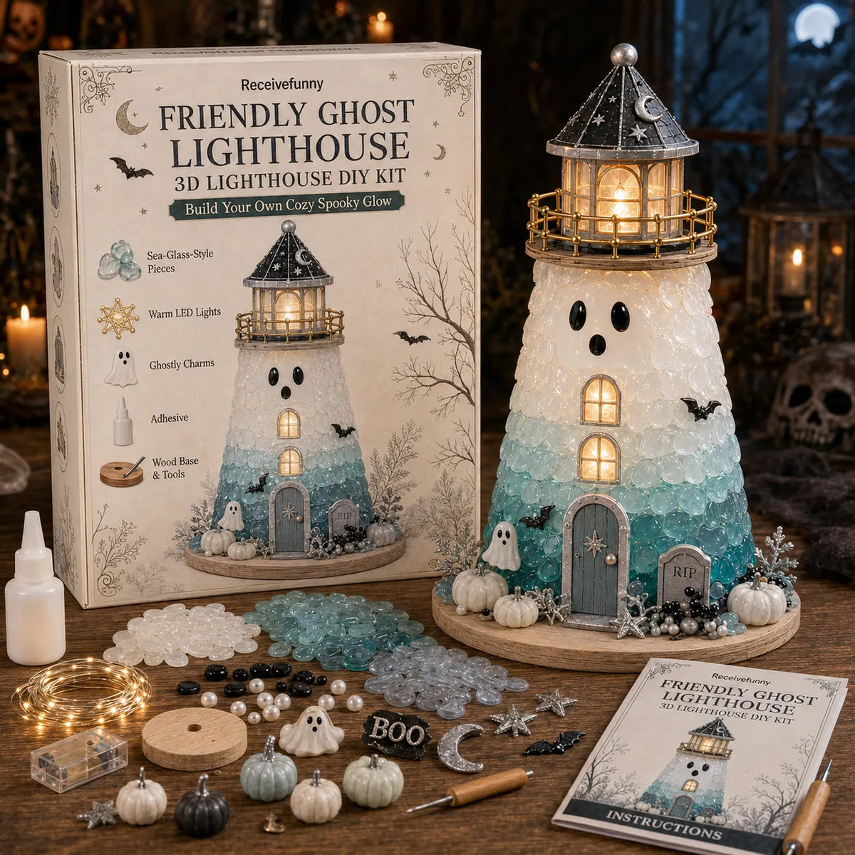 🎃Halloween Sea Glass Lighthouse DIY Kit