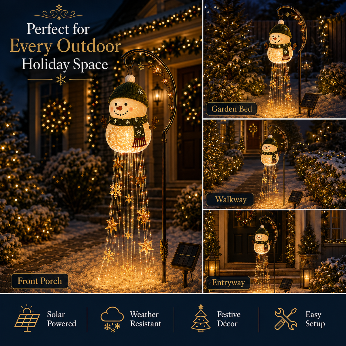 ☃️Snowman Sparkle CascadeTM Solar Garden Light