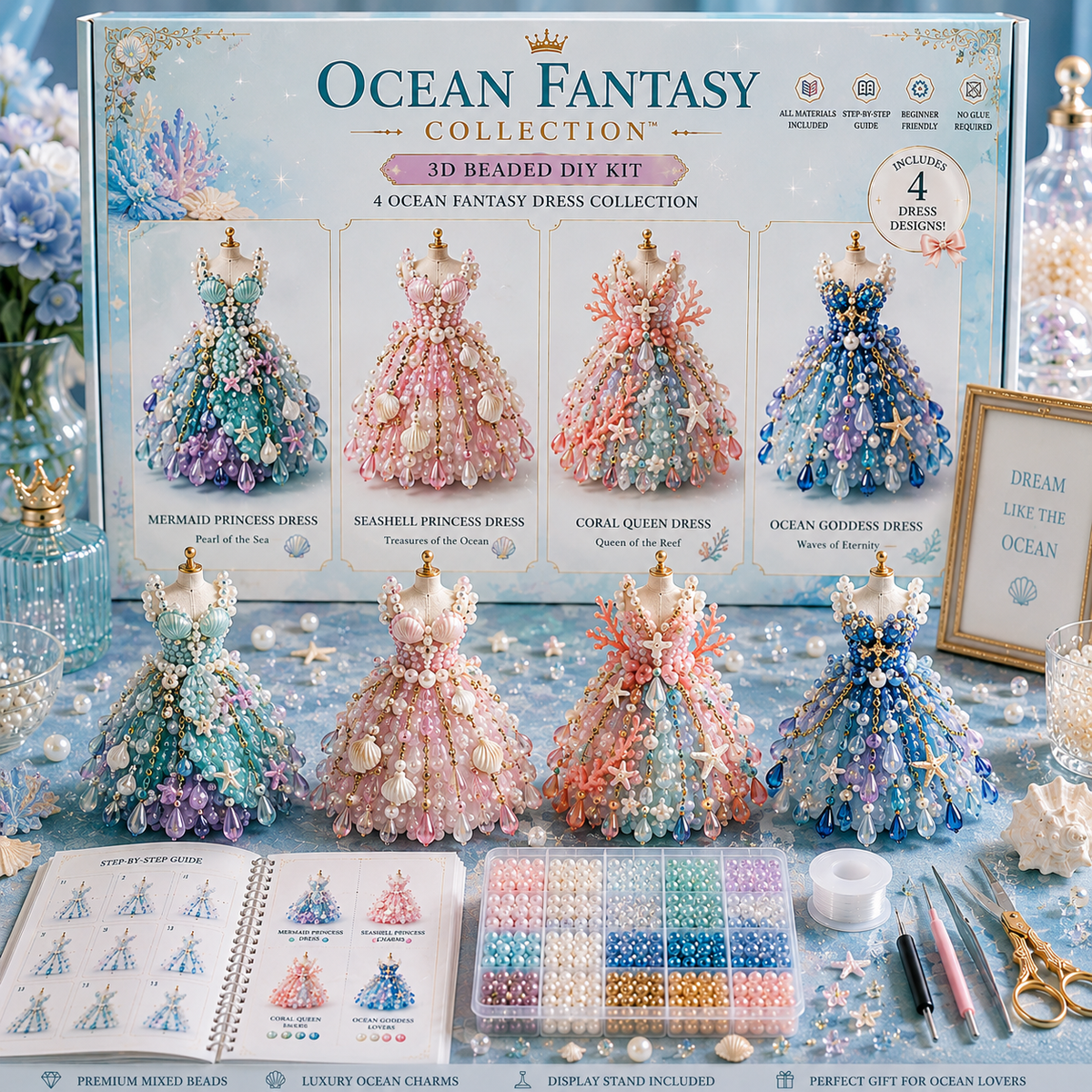 🌸 Magical Dress WorldsTM — 3D Beaded DIY Collection