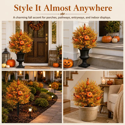 🍂🎃Artificial Autumn Halloween Pumpkin & Tree Stump Decoration