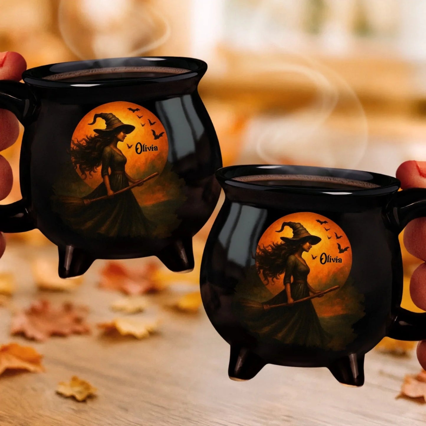 💥🏆Custom Witch Cauldron Coffee Mug - Personalized Halloween Witchy Gifts For Besties, Sisters, BFF, Family, Yourself - Witching You A Wicked Brew