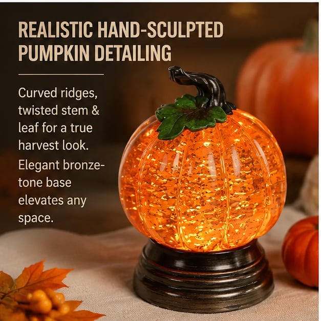 🔥Last Day 49% OFF - 🎃🍂Glitter Lighted Pumpkin Snow Globe