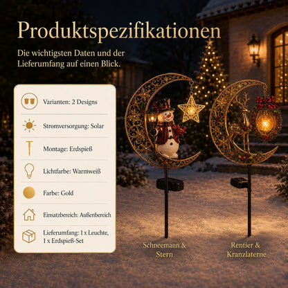 🌙 Solar-Weihnachts-Gartenleuchte mit Halbmond
