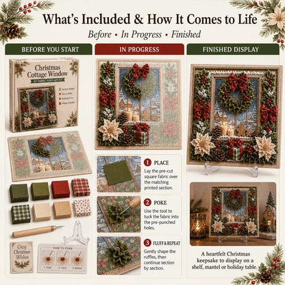 🎄DIY 3D Fabric Poke Art Christmas Keepsake Kit – No-Sewing Holiday Craft with Display Stand ✨