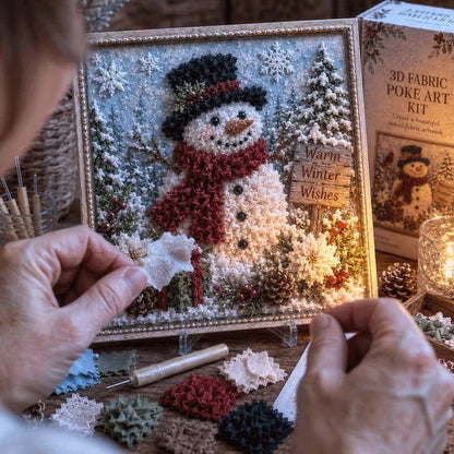 🎄DIY 3D Fabric Poke Art Christmas Keepsake Kit – No-Sewing Holiday Craft with Display Stand ✨