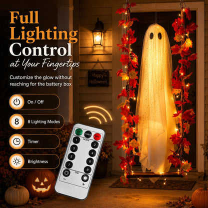 👻🍁Light-Up Maple Ghost Swing Halloween Decoration