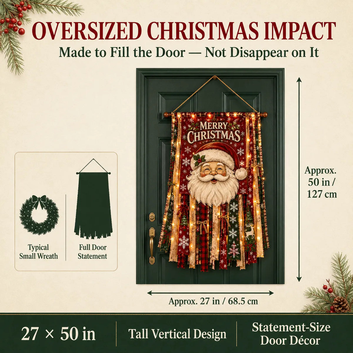 🎄Oversized Lighted Christmas Door Hanging Decor Collection