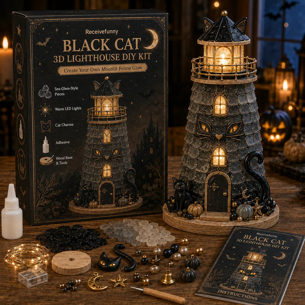 🎃Halloween Sea Glass Lighthouse DIY Kit