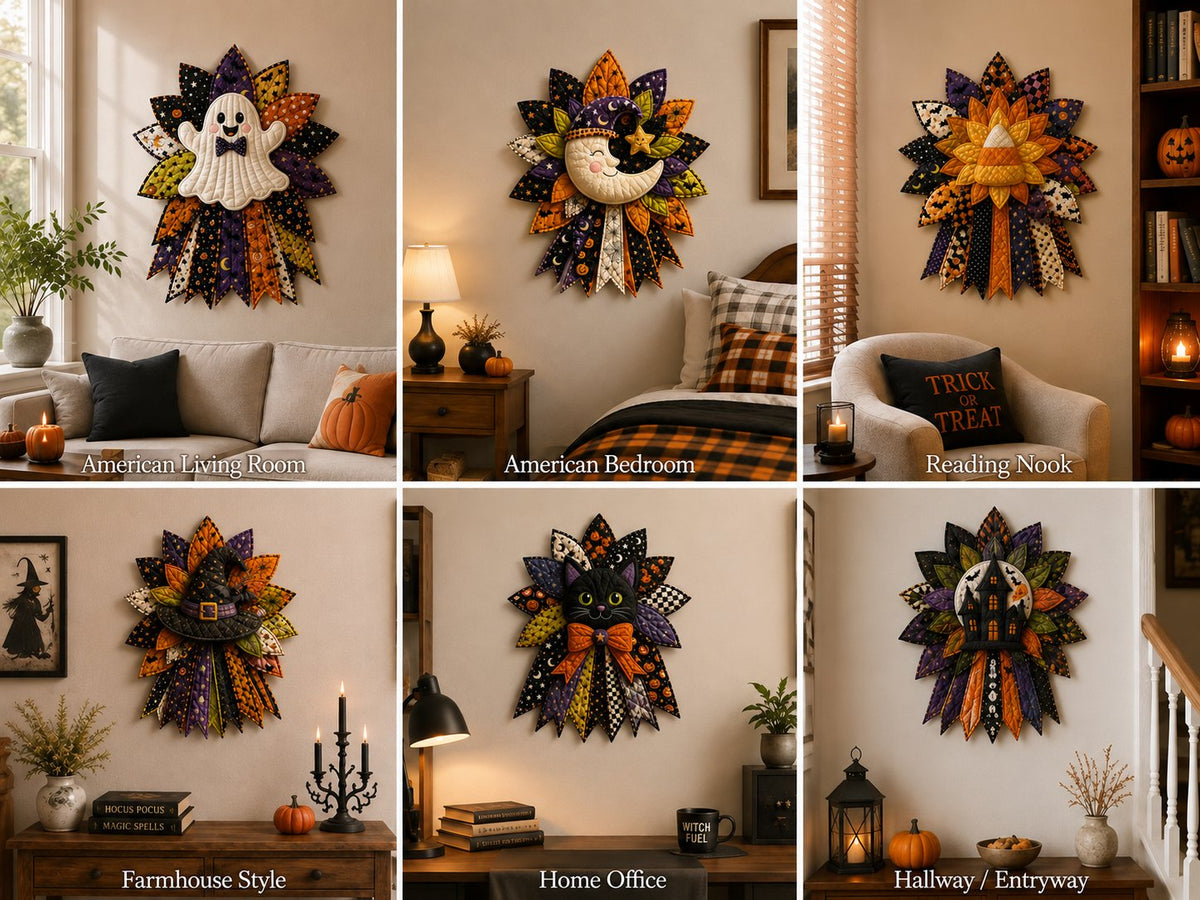 💥DIY Quilted Halloween Pumpkin Door Hanger Kit