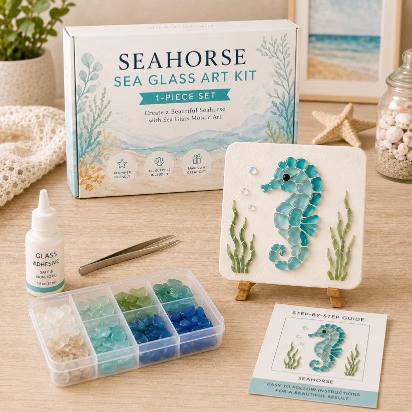 🐋🌊 DIY Sea Glass Mosaic Art Kit – Create Beautiful Ocean-Inspired Artwork with Colorful Glass Pieces