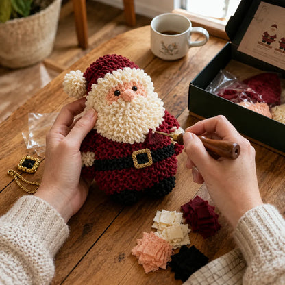 🎄3D Fabric Poke Christmas Ornament DIY Kit Collection | Complete Kit with Pre-Cut Fabrics, Stuffed Felt Base, Poking Tool & Step-by-Step Guide Included 💕
