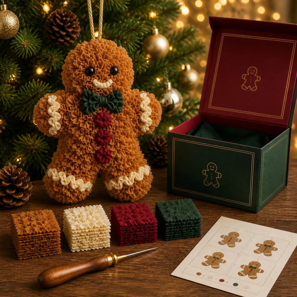 🎄3D Fabric Poke Christmas Ornament DIY Kit Collection | Complete Kit with Pre-Cut Fabrics, Stuffed Felt Base, Poking Tool & Step-by-Step Guide Included 💕