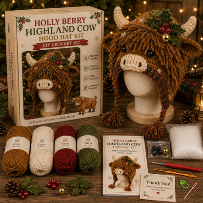🐮🐲🎄Christmas Character Hood DIY Crochet Kit