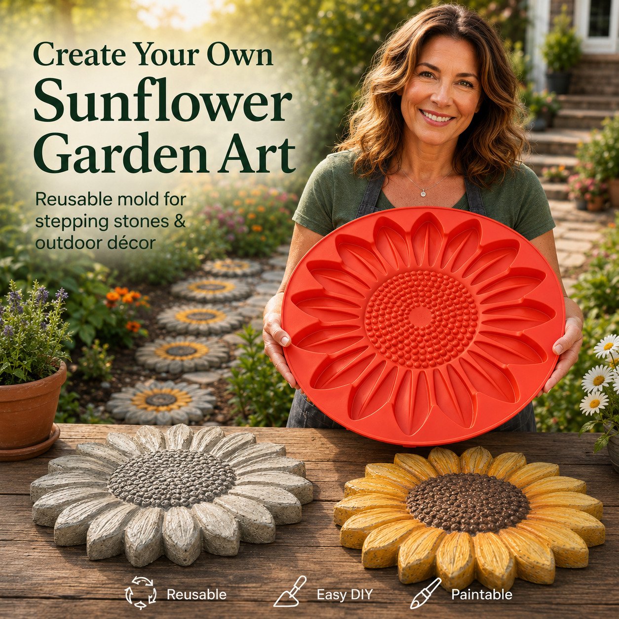 💥 LAST DAY 49% OFF - 🌻 Reusable Sunflower Stepping Stone Mold (📦Buy 2 Free Shipping)