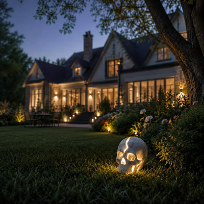 💀 Cracked Skull Solar Garden Light