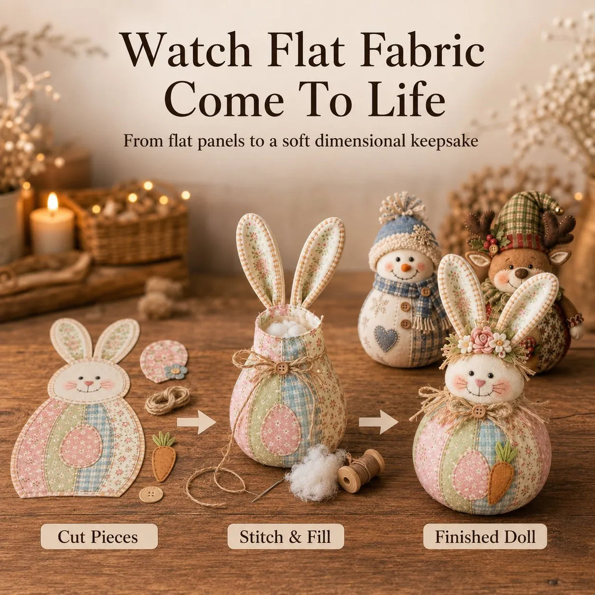 🎄Christmas Patchwork Doll Sewing Kit – A Cosy Craft for Quiet Moments