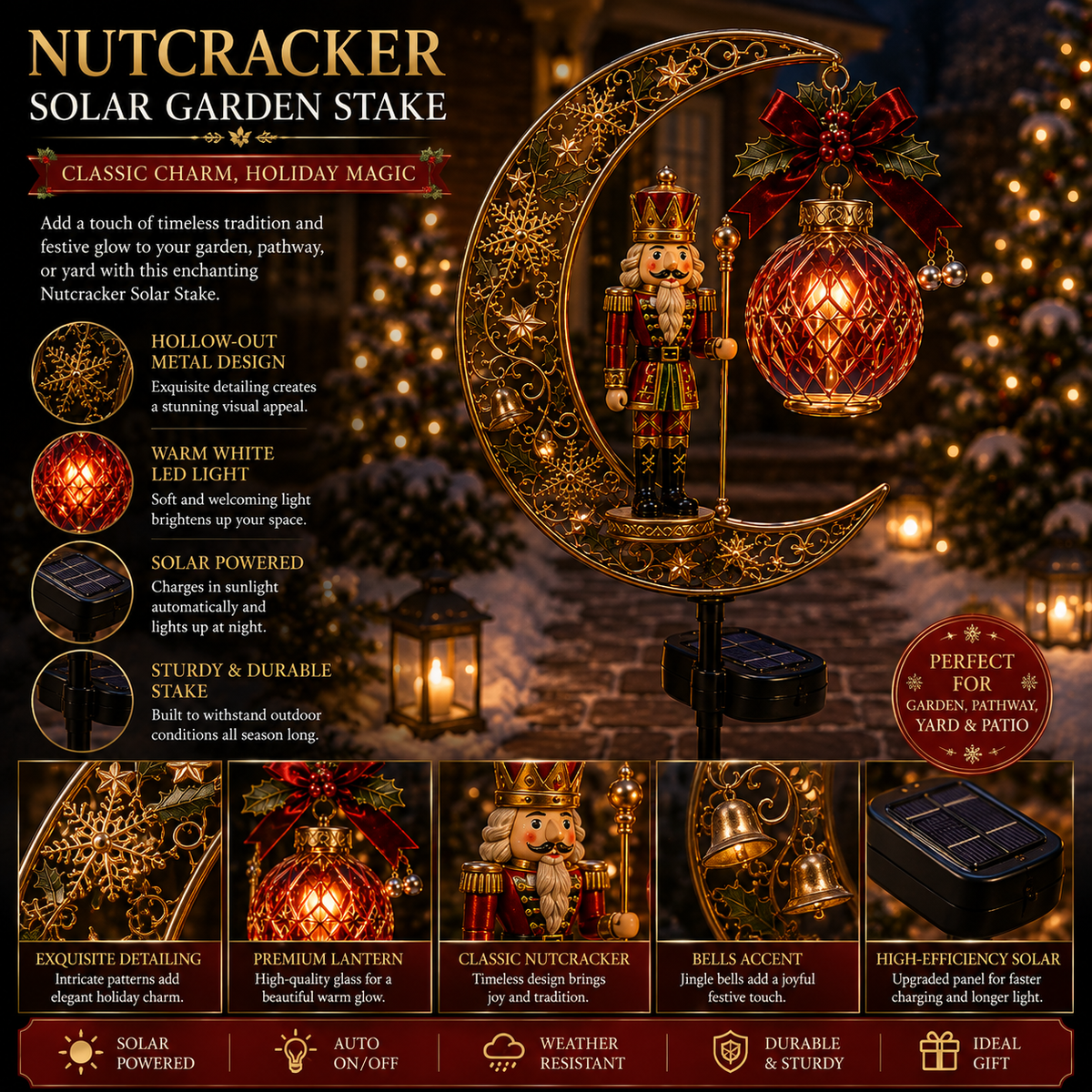 🎄✨Solar Christmas Crescent Garden Light