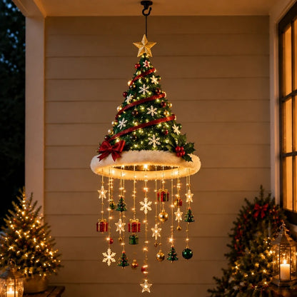 🎅 Lighted Santa Hat Hanging Chandelier 🎄 | 3 Styles Warm LED Christmas String Light | Indoor Outdoor Porch Holiday Decor Gift