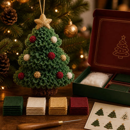 🎄3D Fabric Poke Christmas Ornament DIY Kit Collection | Complete Kit with Pre-Cut Fabrics, Stuffed Felt Base, Poking Tool & Step-by-Step Guide Included 💕