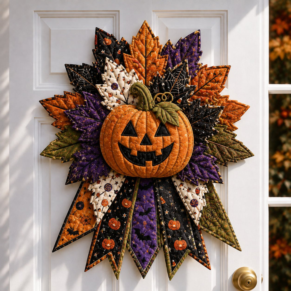 💥DIY Quilted Halloween Pumpkin Door Hanger Kit