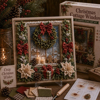 🎄DIY 3D Fabric Poke Art Christmas Keepsake Kit – No-Sewing Holiday Craft with Display Stand ✨