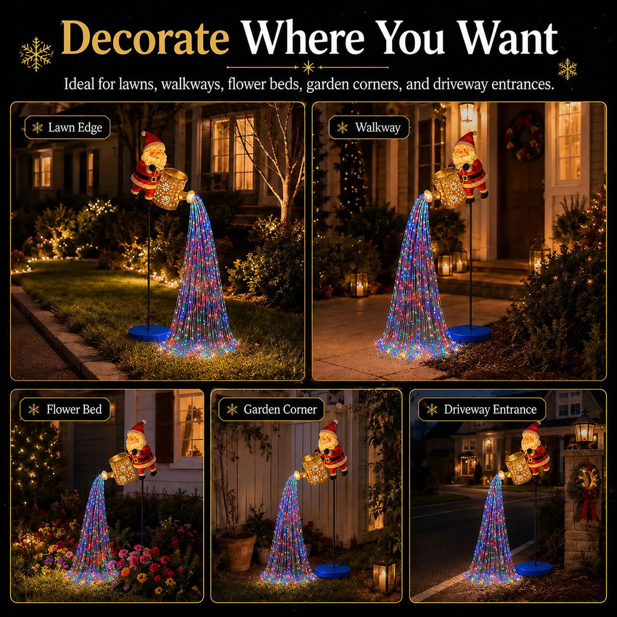 Solar Santa Waterfall Christmas Light